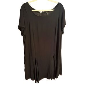 Torrid Black Challis Fringe Raw Frayed Edge Tee‎ Shirt Dress Size 2XL